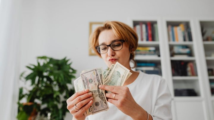 A person showing her salary